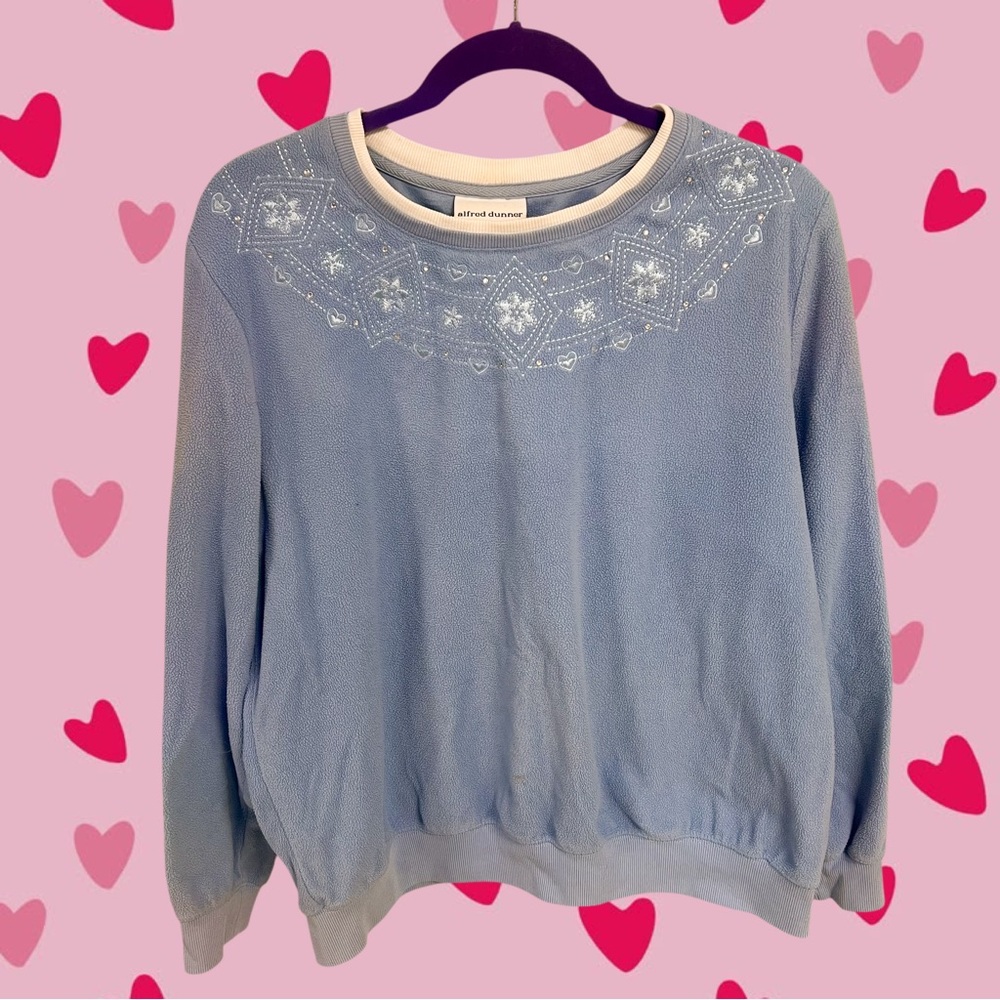 Vintage Alfred Dunner winter love blue hearts sweater